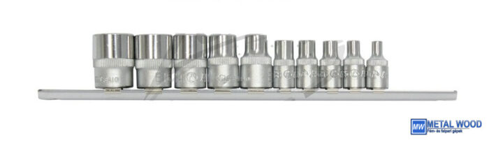 HANS 1/4"+3/8" E-STAR dugókulcsfej készlet 10r. E4-E18 5610E - Image 1