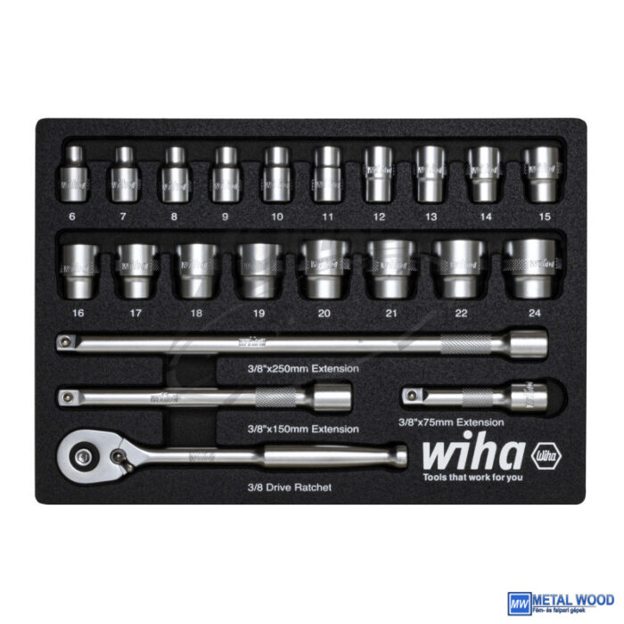 040102-0244 WIHA 3/8" dugókulcs készlet 22r. 6-24 mm fiókmodul 337-91/No.44708 - Image 1