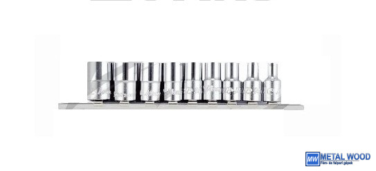 040103-0085 HANS 1/2" E-STAR dugókulcsfej készlet 9r. E10-E24 CrV 46410-9C - Image 1