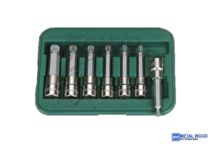 040103-0494 HANS 1/2" XZN-12Pt hosszú bit-dugókulcsfej készlet 7r. M5-M16 46028-47 - Image 1