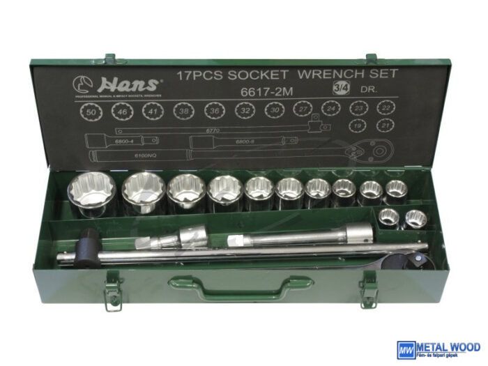 040104-0255 HANS 3/4" dugókulcs készlet 12 szögű 17r. 19-50mm 6617-2M - Image 1