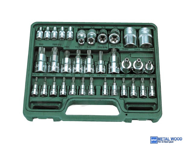 040106-0002 HANS 1/4"+3/8"+1/2" TORX, furatos TORX, E-STAR dugókulcsfej készlet 34r. CrV 9634T - Image 1