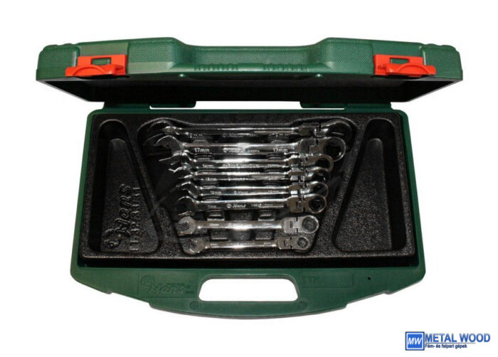 040201-0383 HANS racsnis csuklós csillag-villás kulcs készlet 8r. 8-19mm TTK-33 kofferben - Image 1