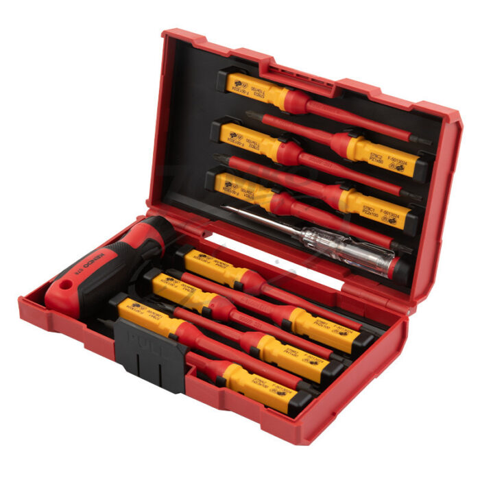 040302-0229 KENDO VDE szigetelt csavarhúzó készlet 12+1r. SL+PH+PZ+TX+fázisceruza - Image 1