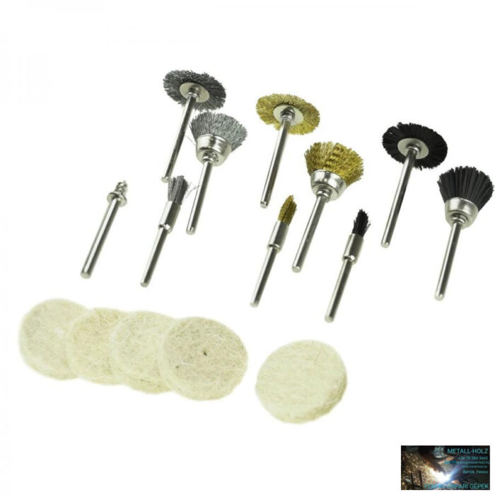 08T608 Drótkefék és polírozó filcek, 15 db-os készlet, Mini csiszolók és gravírozókhoz - Image 1