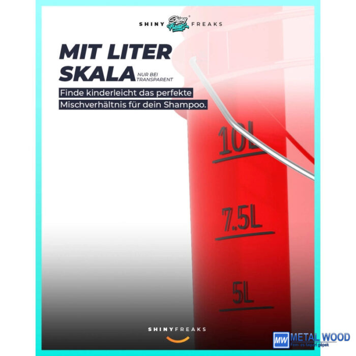 ChemicalWorkz Mosóvödör Átlátszó Piros 13L Ultra Clear Buckets - Image 3