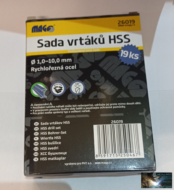 HSS fúrókészlet, 19darabos 1,0mm-10mm ig fém tároló dobozban - Image 3