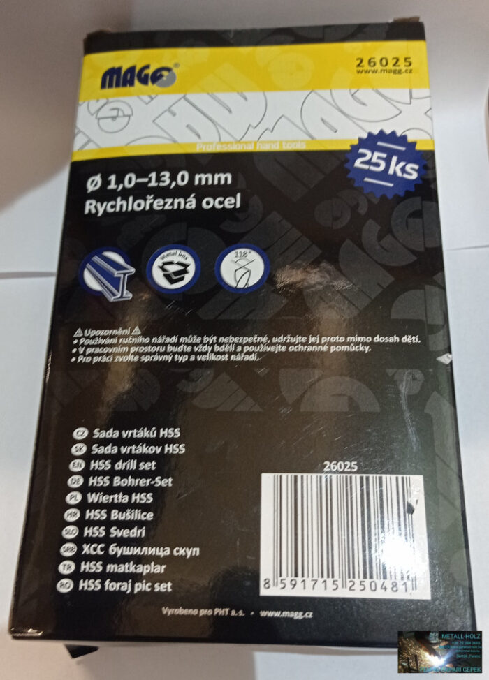 HSS fúrókészlet, 25darabos 1,0mm-13mm ig fém tároló dobozban - Image 3