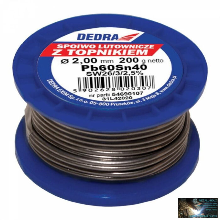 31L42020 Forrasztódrót folyasztószerrel, 2.0mm, 200g, 40%SN, Pb60Sn40 - Image 1