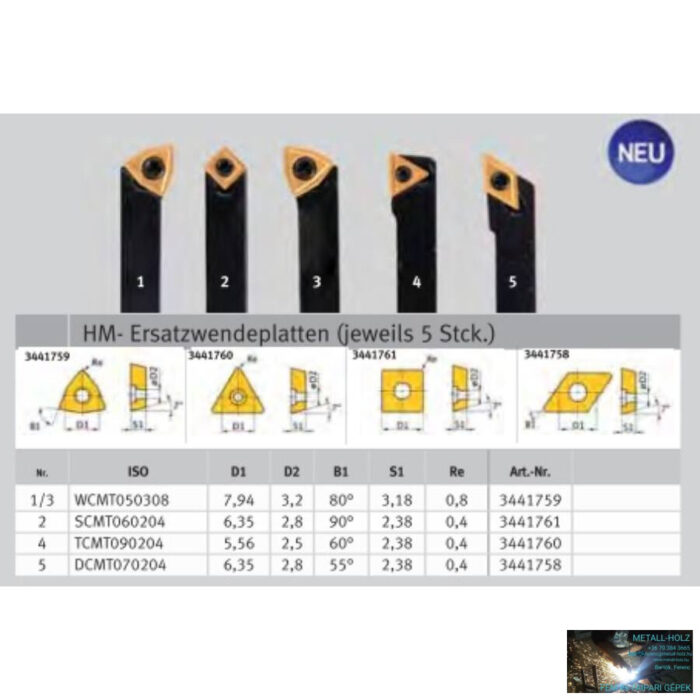 3441662 Esztergakés készlet cserélhető kf. lapkákkal 8mm 5db - Image 1