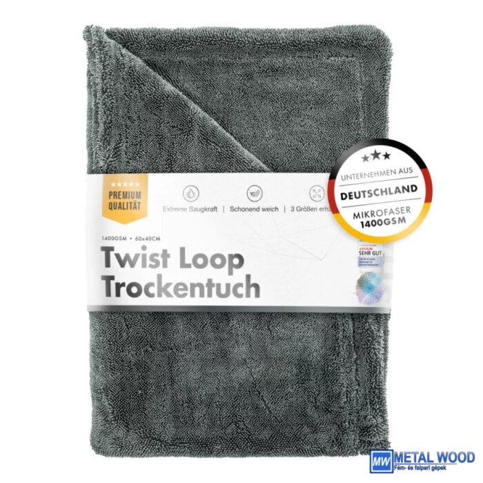 4251651838429 Chemicalworkz Szürke Szárítókendő 60x40cm 1400GSM Shark Twisted Towel - Image 1