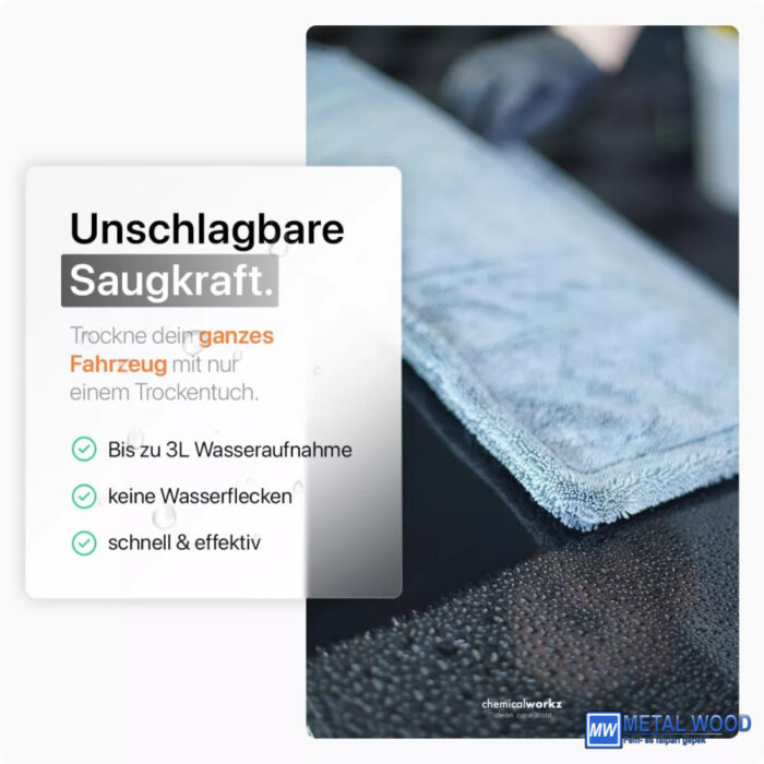 Chemicalworkz Szürke Szárítókendő 60x40cm 1400GSM  Shark Twisted Towel - Image 2