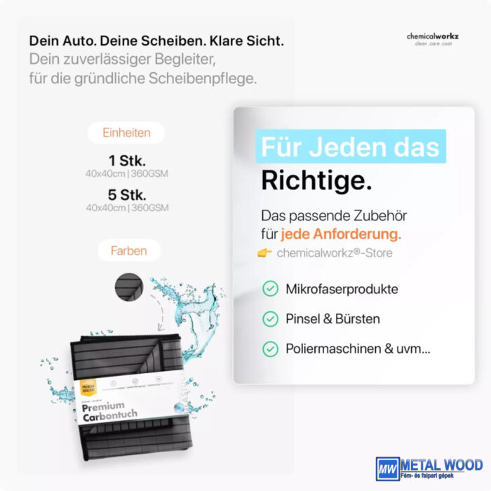 ChemicalWorkz Üvegtörlő Szénszálas Prémium 360GSM 40×40 5db - Image 5