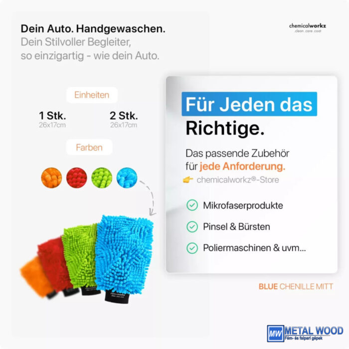 Chemicalworkz Mosókesztyű Kék Chenille - Image 5