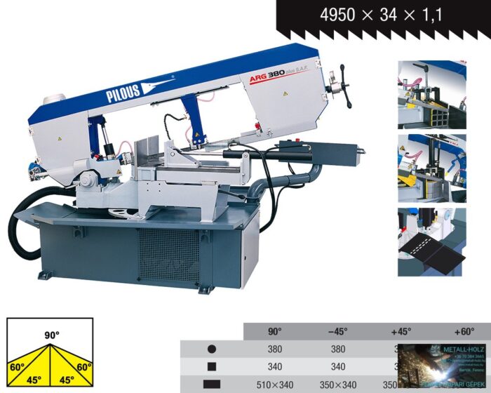 PILOUS ARG380PLUS hidraulikus félautomata szalagfűrészgép - Image 1