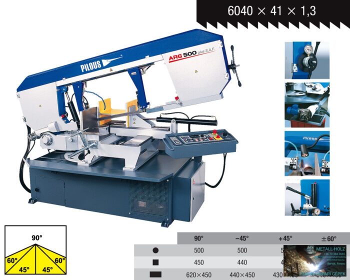 PILOUS ARG500PLUS hidraulikus félautomata szalagfűrészgép - Image 1