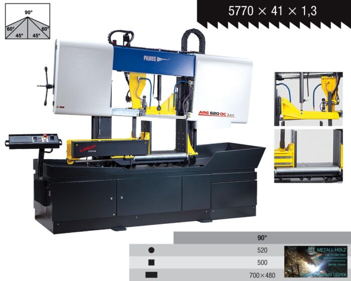 PILOUS ARG520DC SAF kétoszlopos hidraulikus félautomata szalagfűrészgép - Image 1