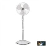 Időzítős, 3 sebességes állványos ventillátor, 16", távirányító, 45W, hálós védőburkolat, fehér vagy fekete