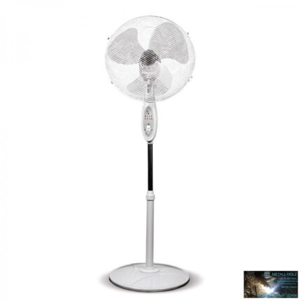 Időzítős, 3 sebességes állványos ventillátor, 16", távirányító, 45W, hálós védőburkolat, fehér vagy fekete