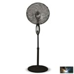 Időzítős, 3 sebességes állványos ventillátor, 16", távirányító, 55W, hálós védőburkolat, króm vagy fekete - Image 2