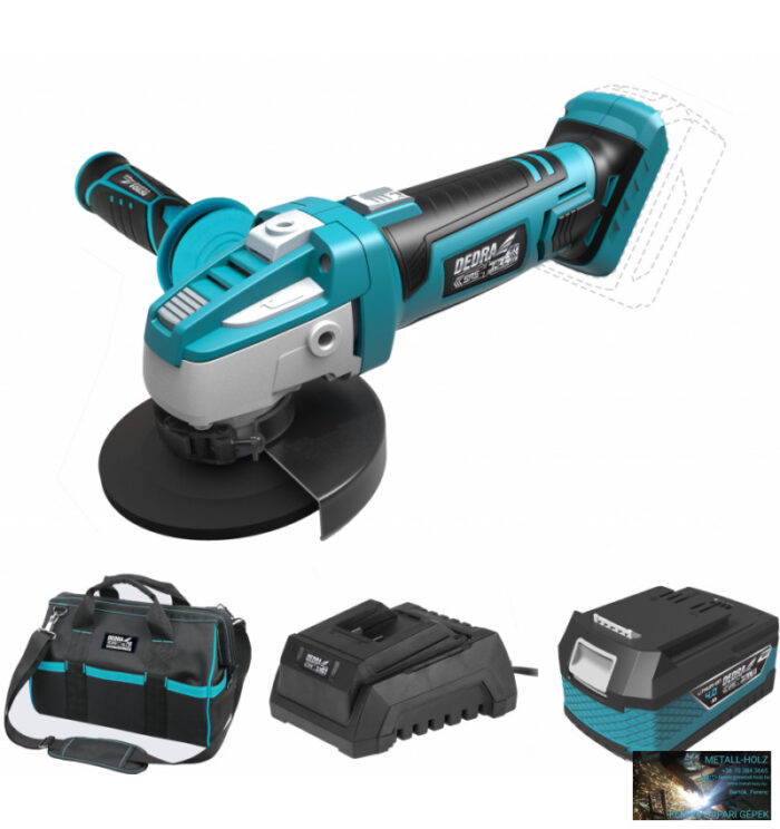 DED7011 Dedra akkumulátoros sarokcsiszoló 18 V készlet (akku + töltő + táska) - Image 1