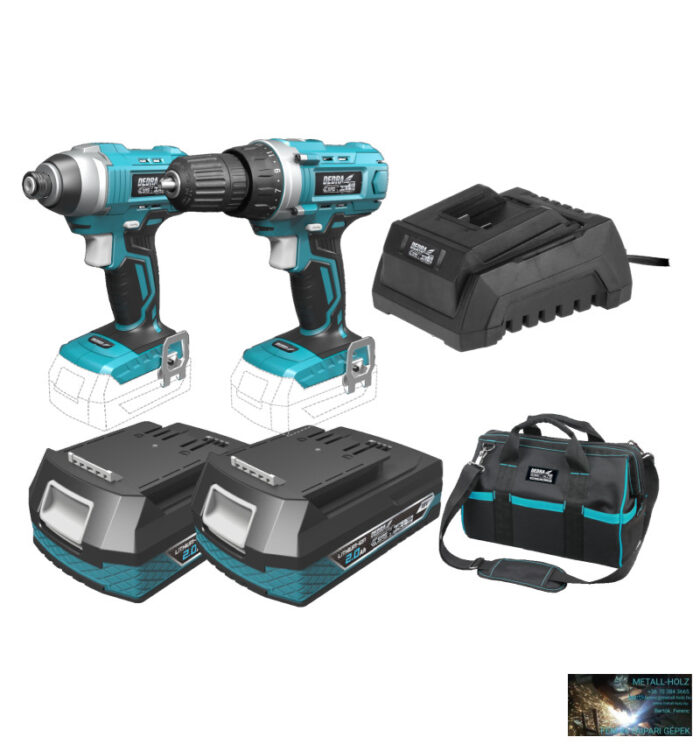 Dedra akkumulátoros fúrógép + csavarozó 18 V készlet (akku + töltő + táska) - Image 1