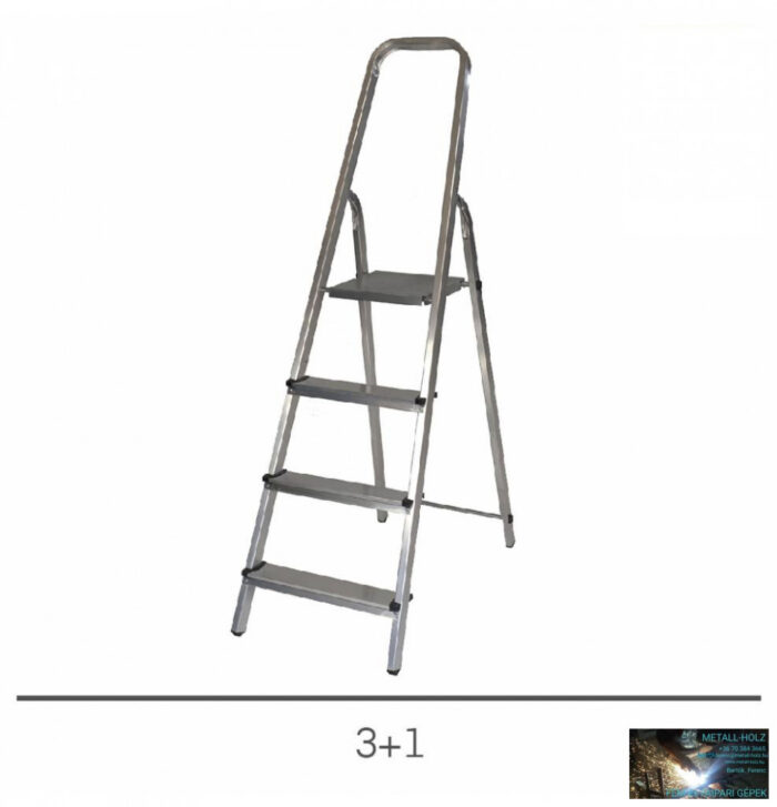 Létra háztartási 3+1 alu. 150 kg Basic EN131 - Image 1