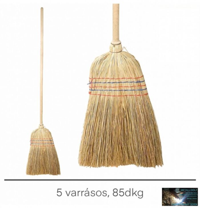 Cirokseprű 5 varrásos, 85dkg, fa nyéllel - Image 1