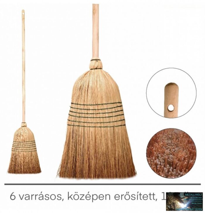 FX5510 Cirokseprű 6 varrásos, középen erősített 105dkg fa nyéllel - Image 1