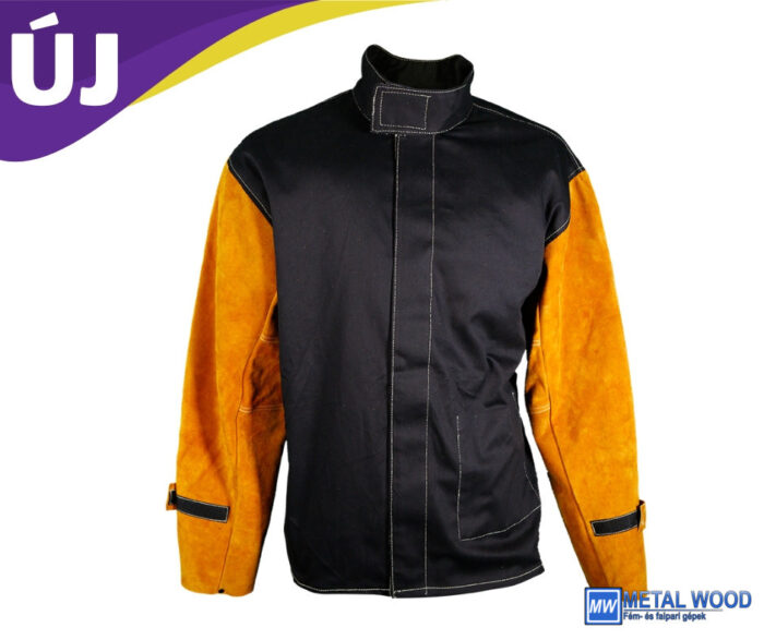 P3787-M Parweld Panther BLACK PPE bőr ujjú hegesztőkabát méret: M-L-XL-2XL-3XL-4XL - Image 1