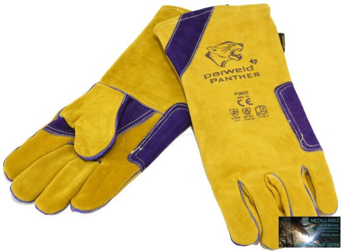 P3825 Panther-Pro MIG hegesztőkesztyű, extra hosszú-erős, marhabőr, 10-es, sárga/piros (10db/cs) - Image 1