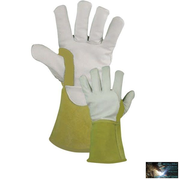 P3835 Panther prémium AWI kesztyű, erősített, impregnált kecske és borjúbőr, sárga/fehér (10 db/cs) - Image 1