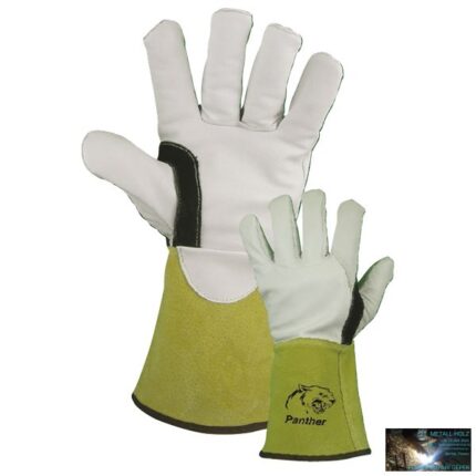 Panther prémium AWI kesztyű, erősített, bárány-kecske-marhabőr, sárga/fehér/fekete (10 db/cs)