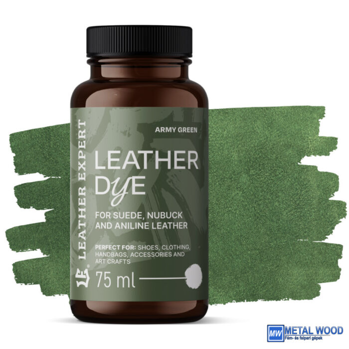 dye10 Leather Expert Bőrfesték - Velur. Nubuk, Analin 75ml Army Green - Image 1