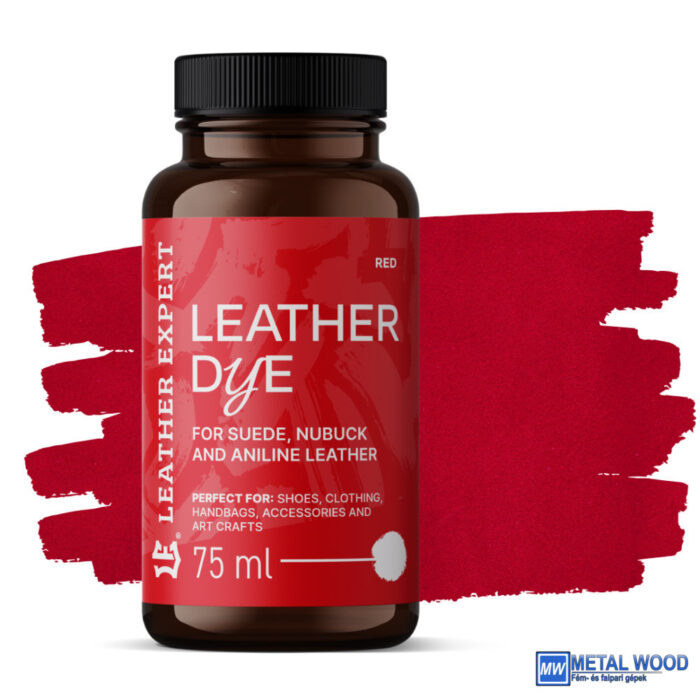 dye6 Leather Expert Bőrfesték - Velur. Nubuk, Analin 75ml Red - Image 1